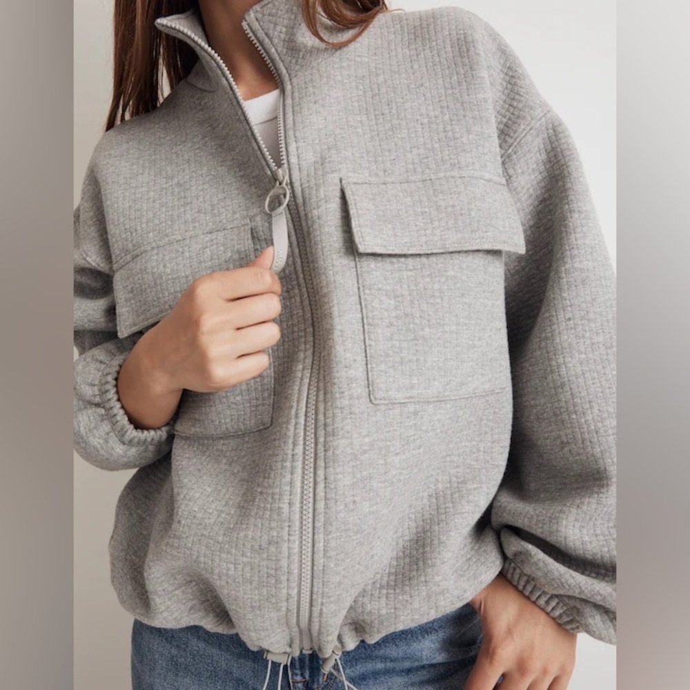 Madewell MWL Quilted Jacquard Zip Jacket in Iced Mint - SMALL